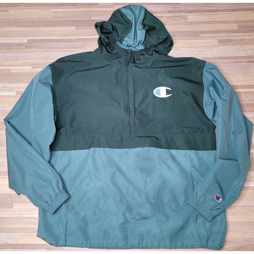 Champion Retro Colorblock Lightweight Stadium Jacket Windbreaker Med Green